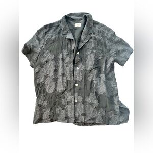 Aritzia Wilfred Black Tonal Floral Button Down Shirt Women's Size XS